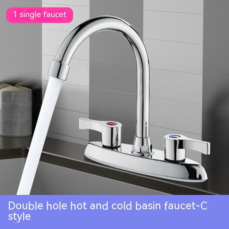 Hot And Cold Double Hole Washbasin Faucet