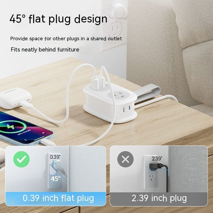 Travel Power Strip With USB Porous Charging Portable Storage