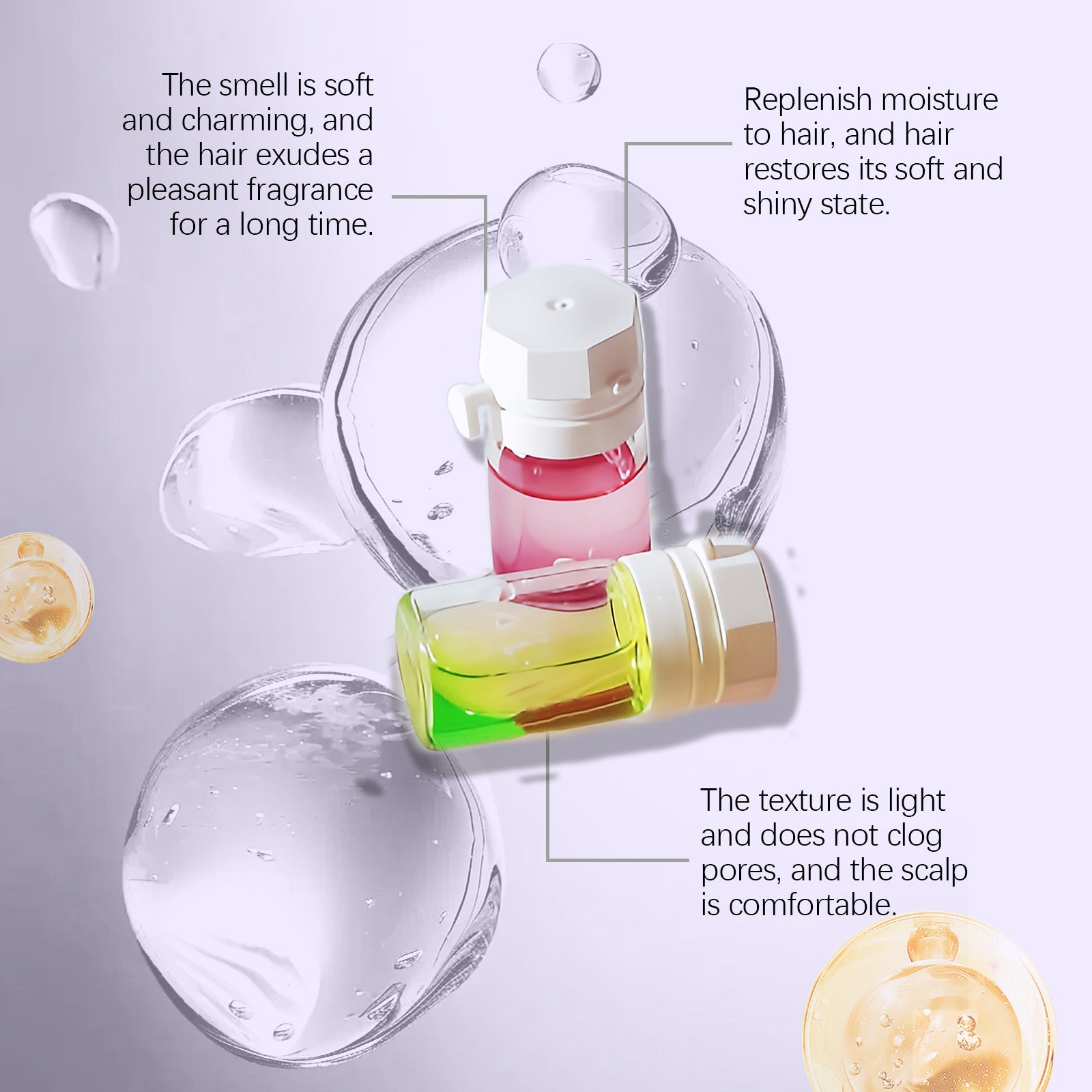 Hoegoa capsules d'huile essentielle de soin capillaire – soin quotidien doux hydratant pour cheveux secs et abîmés, apporte brillance et améliore la qualité des cheveux.