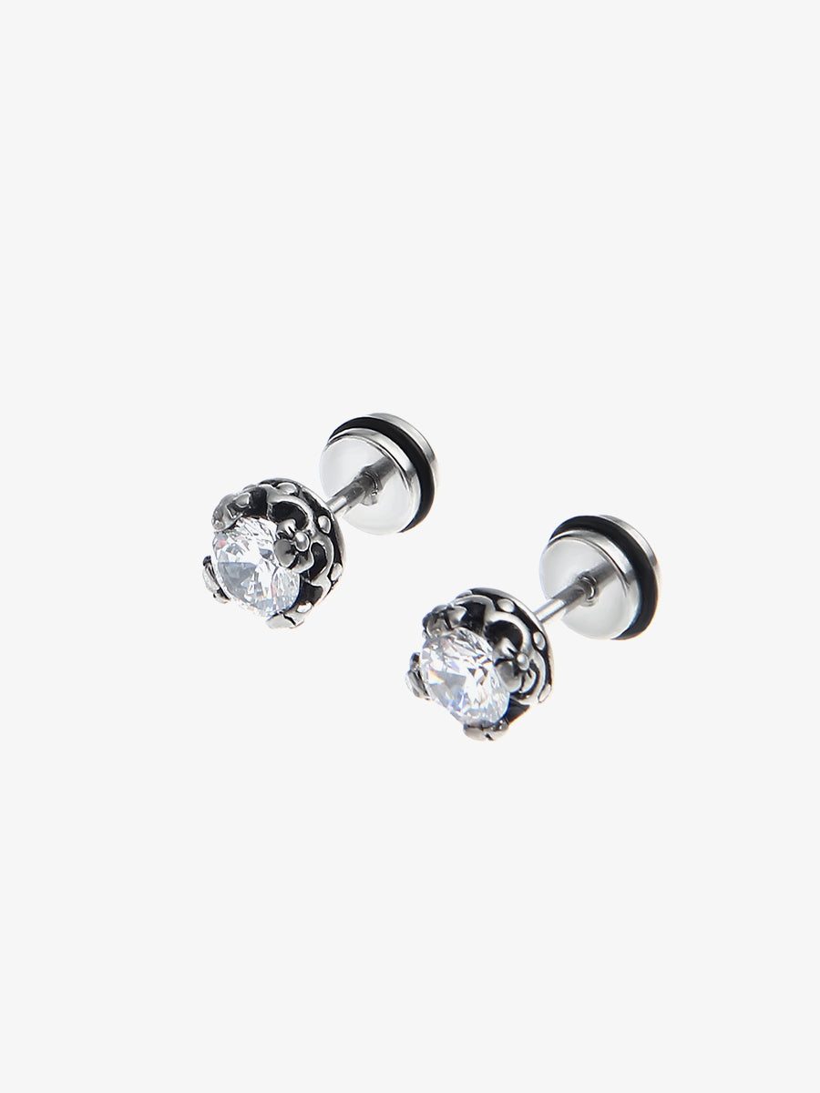 Titanium Steel Black Zircon Earrings