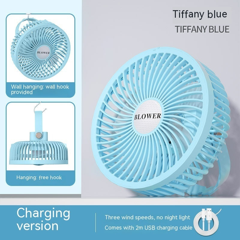 Small Electric Fan Rechargeable Night Light Portable Summer Cartoon Moving Student Bed Head Wall Desktop Mini