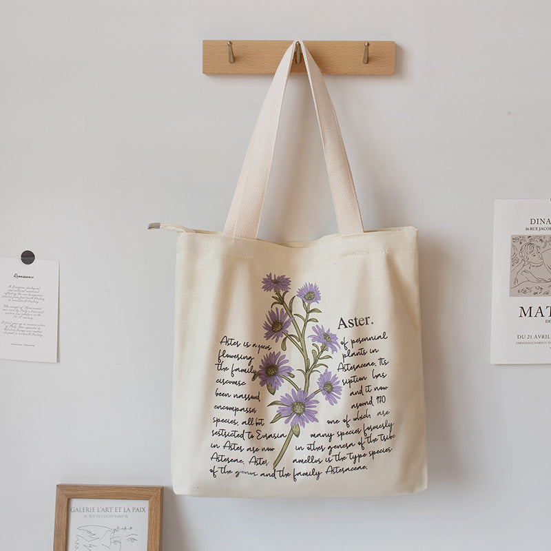 Literary And Retro Large-capacity Student Class Tote  Canvas Bag