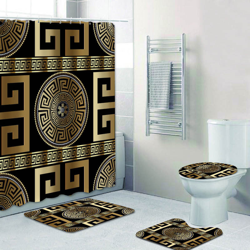 Bathroom Structured Curtain Toilet Floor Mat 3 Pieces