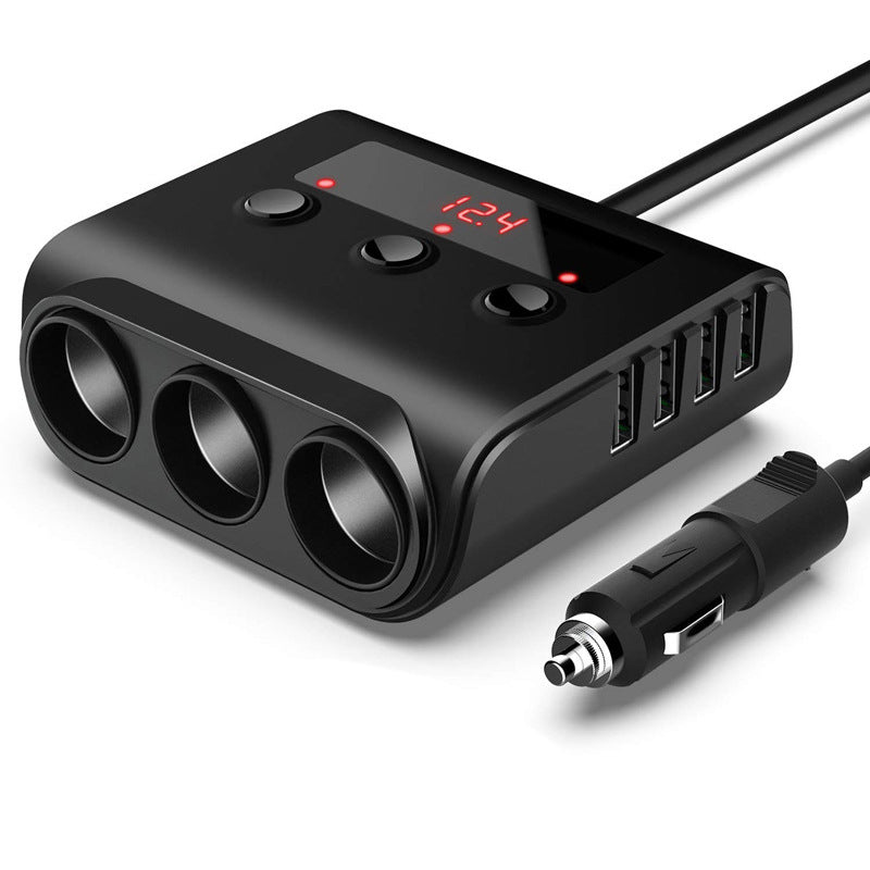 Car High-power Cigarette Lighter Extension Charger 4-port USB Charger