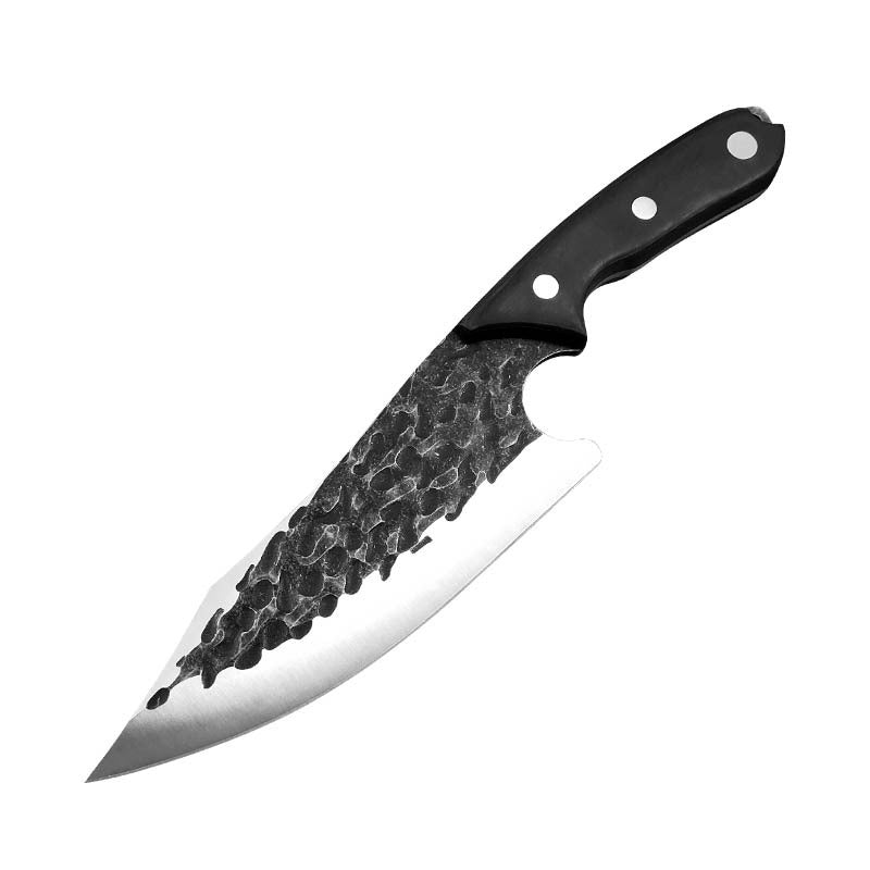 Hand-forged Hammer Pattern Boning Knife Black Color Wood Replaceable Blade Knife