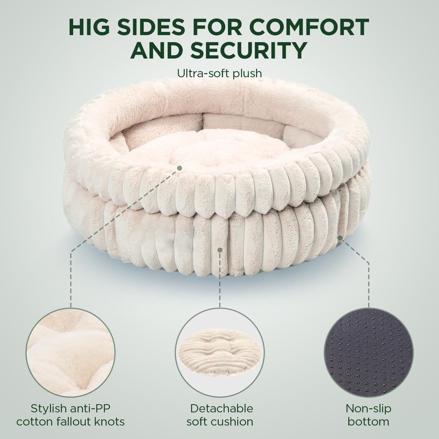 Cat Bed Kitten Bed Washable Cat Beds For Indoor Cats Super Soft Plush Faux Fur PetBed For Puppy And Kitten With Anti-Slip Bottom