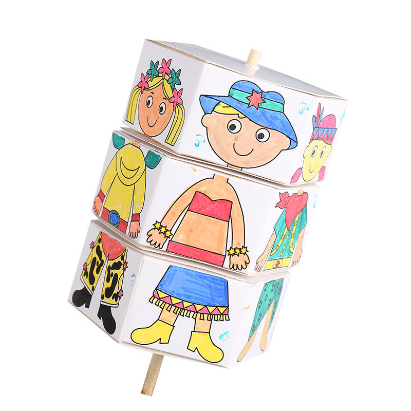 Children's Rotating Clothes Changing Watercolor Painting Handmade DIY Color Painting Color Changing Graffiti Painting Kindergarten Painting