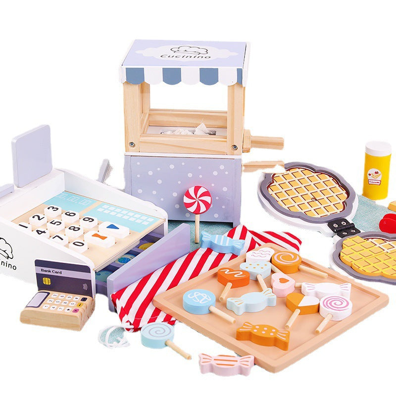 Simulation Play House Selling Car Candy Set Wooden Children Popcorn Wooden Kitchenware