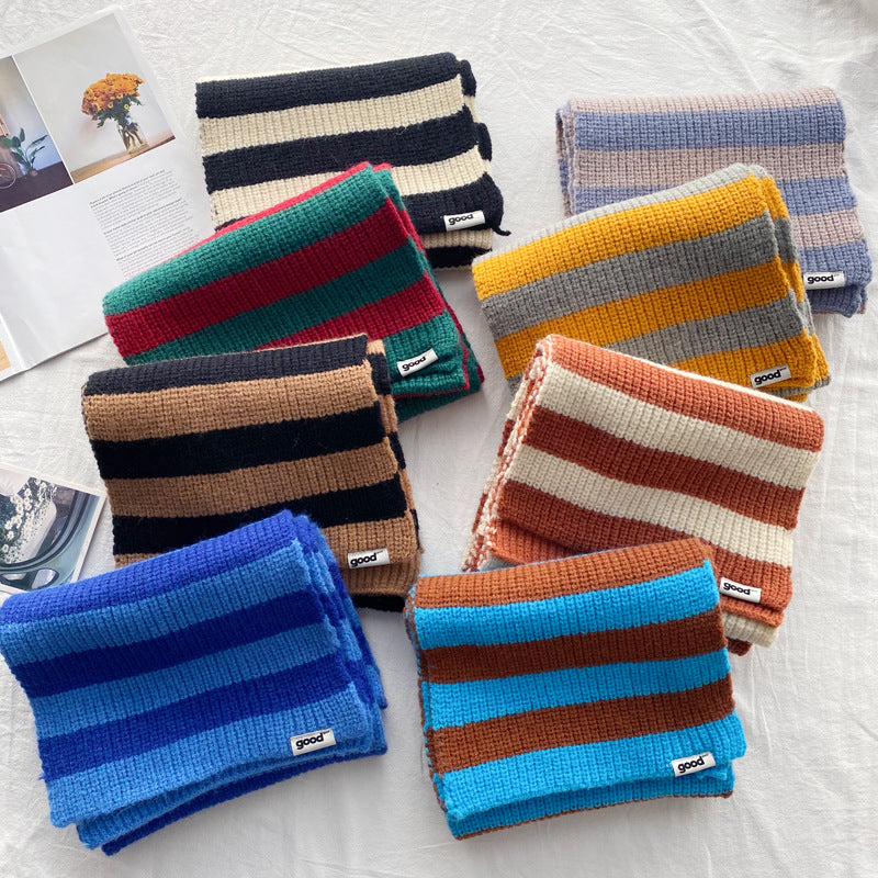 New Contrast Striped Scarf For Women's Warmth