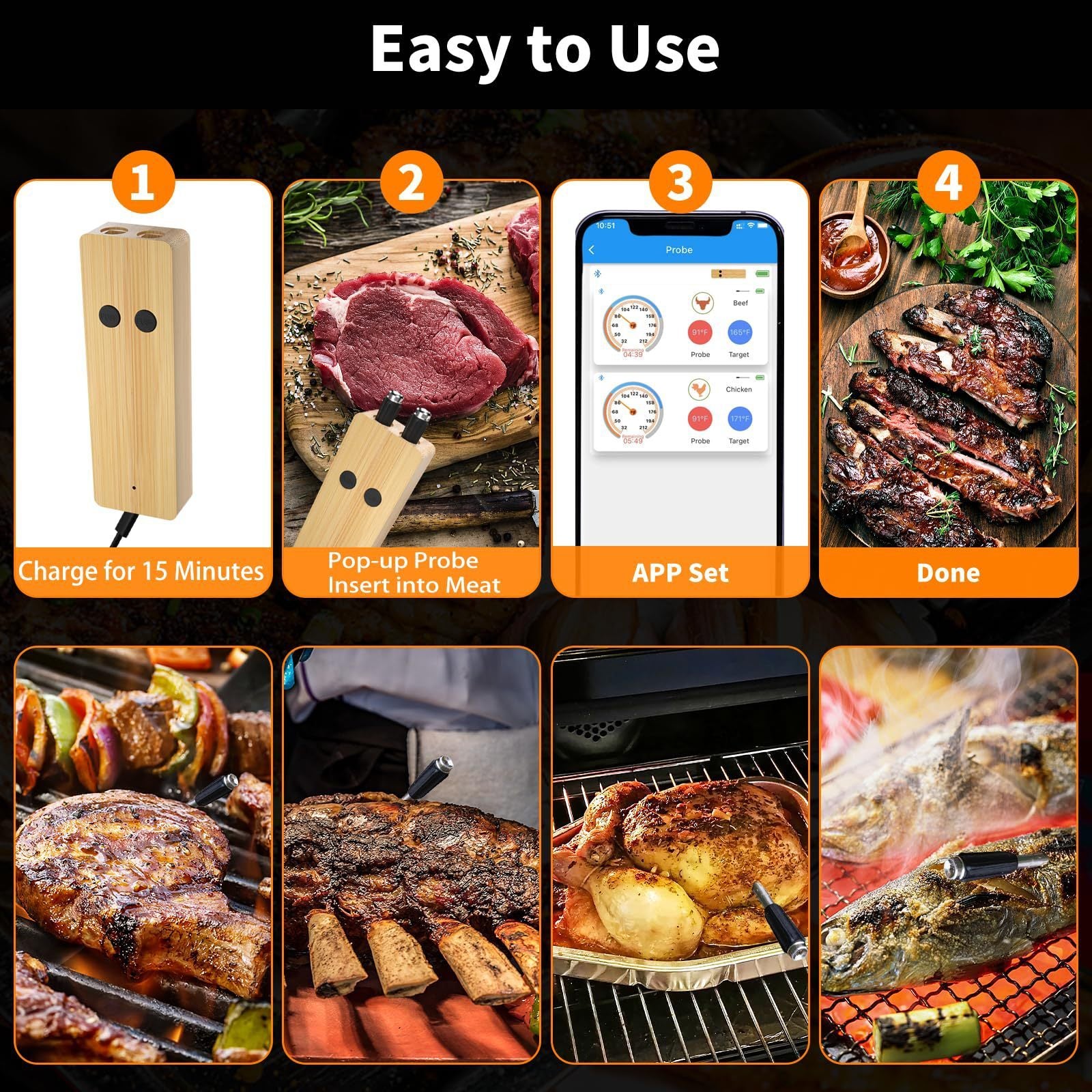 Smart Wireless Bluetooth Barbecue Barbecue Thermometer