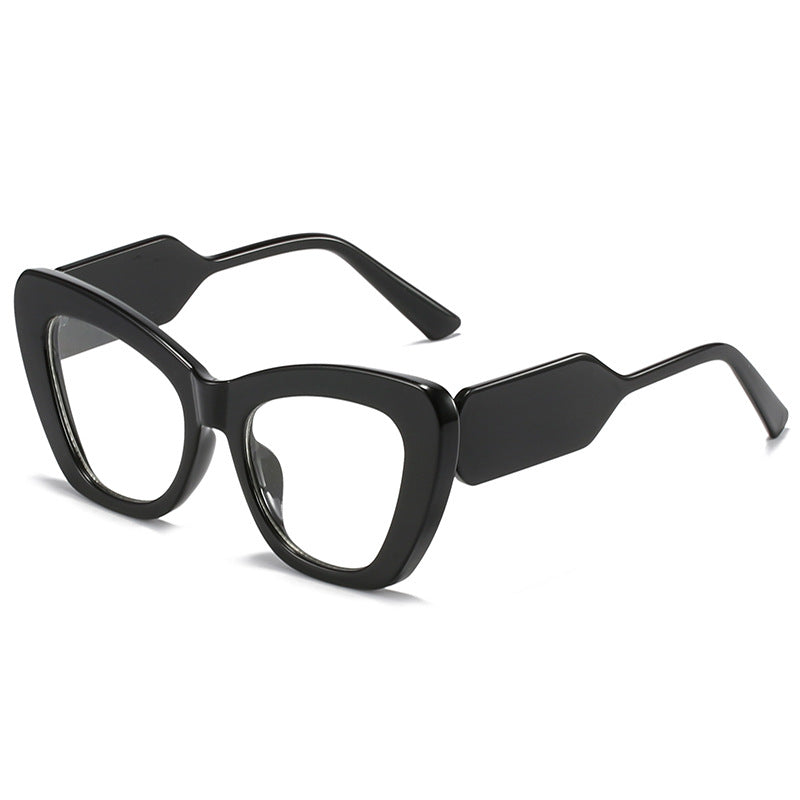 Cat Eye Sunglasses Personality Fashion Color Contrast Large Frame Glasses All-match Flat Sunglasses