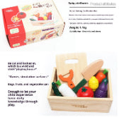 Children Play House Simulation Woody Wooden Wooden Box Magnetic Fruit And Vegetable Slicer Toy
