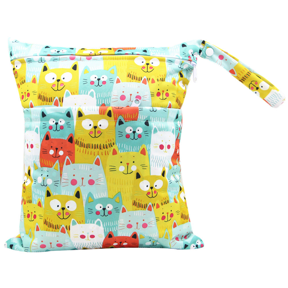 Diaper Bag 30 36cm Baby Double Zipper Printing Waterproof Diaper Bag