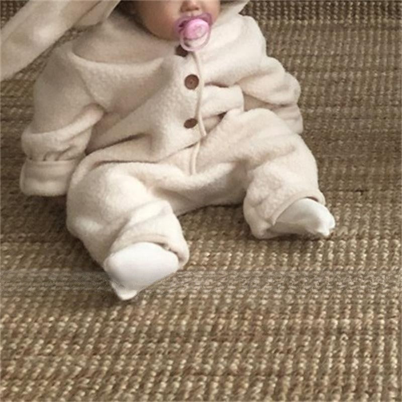 Cute Rabbit Ears Lamb Hair Hooded Outdoor Climbing Suit