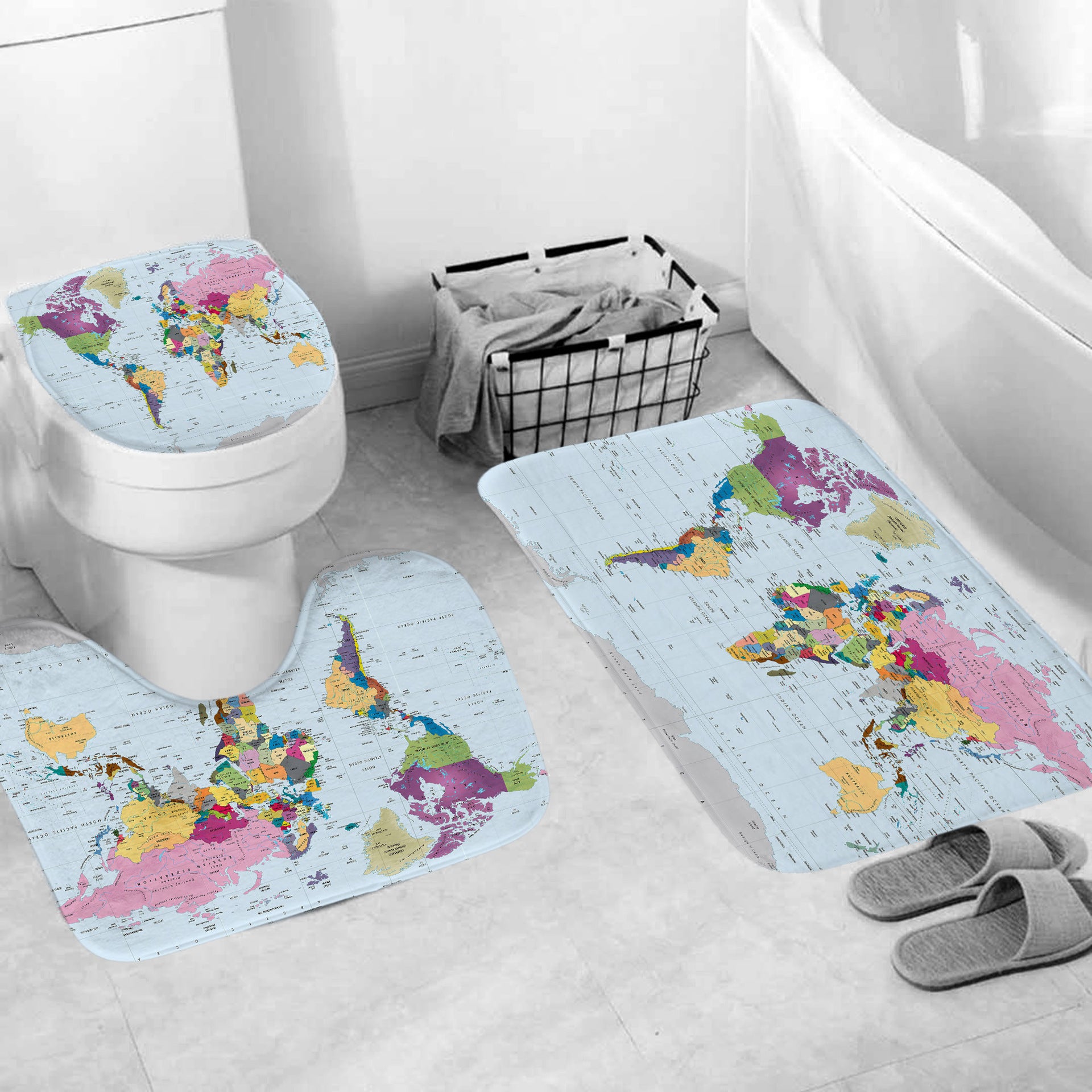 Map Series Waterproof Shower Curtain Fabric