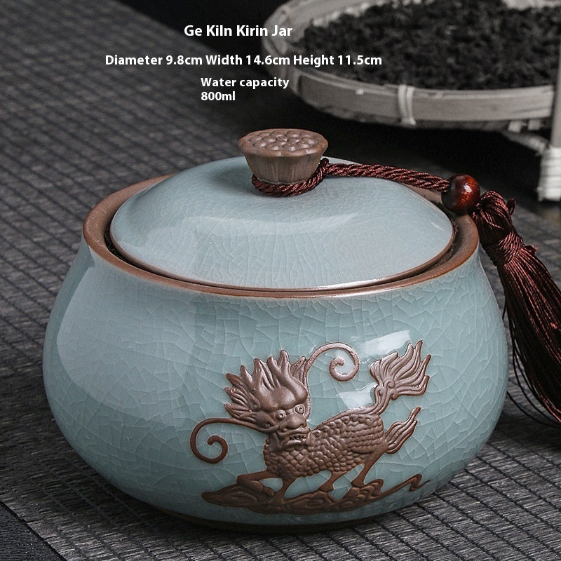 Ge Kiln Tea Jar Relief Sealed Tank Medium Tea Package Box
