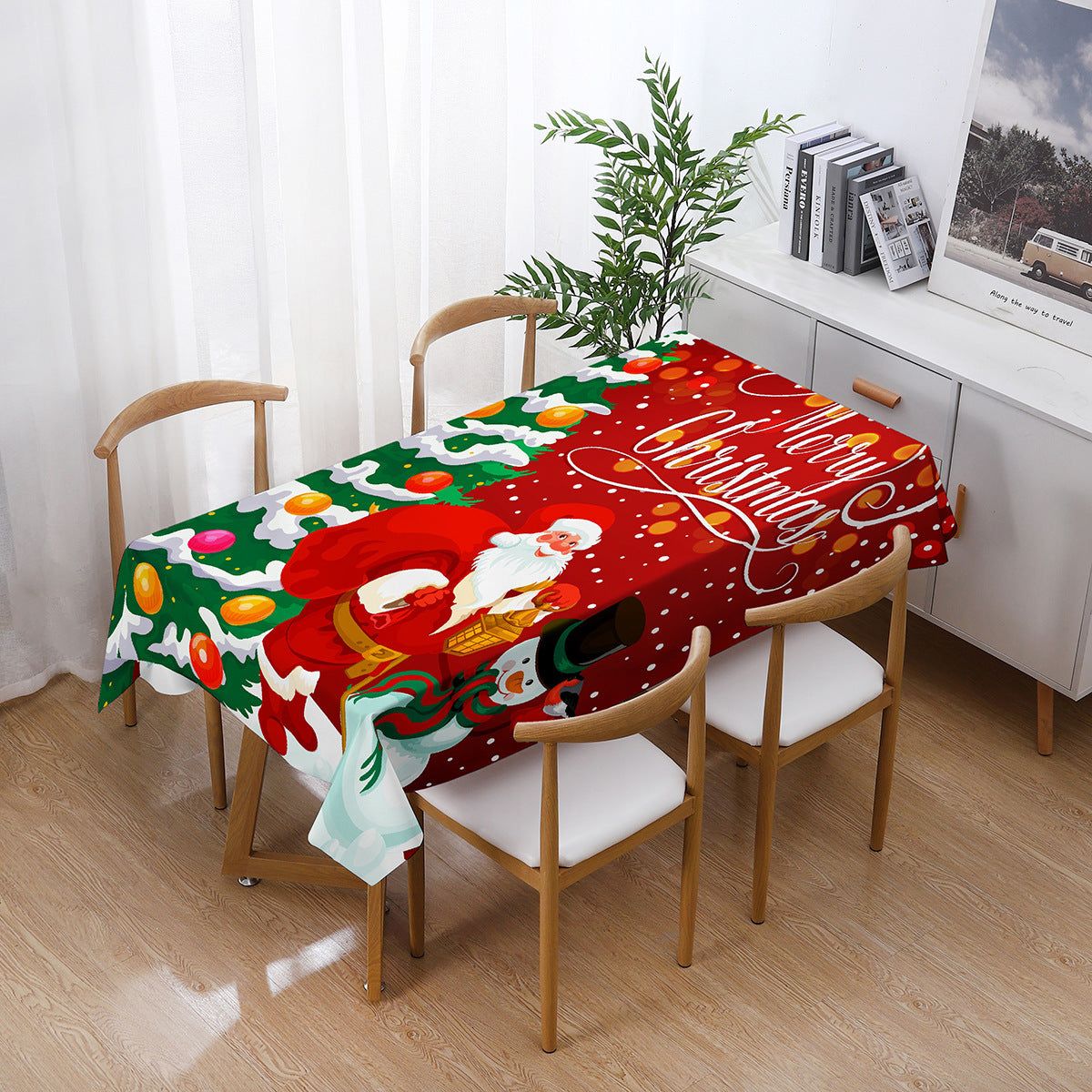 Printed Christmas Polyester Tablecloth Rectangular
