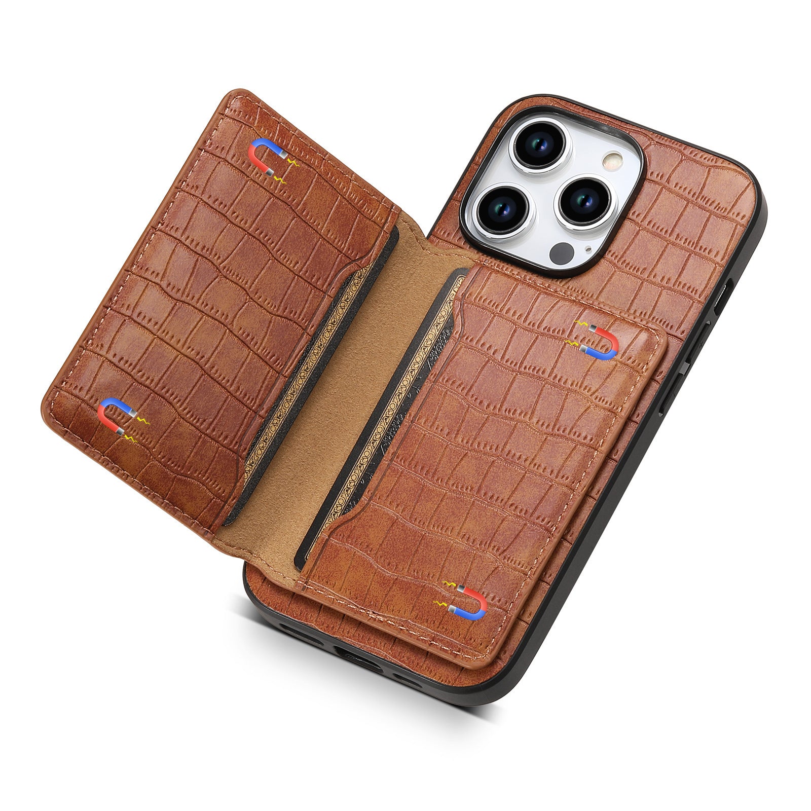Étui de téléphone en cuir avec motif cartes