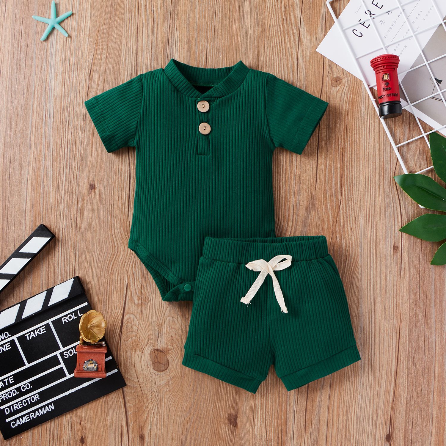 Vêtements pour enfants Body bébé Décontracté Haut à manches courtes réglable et short