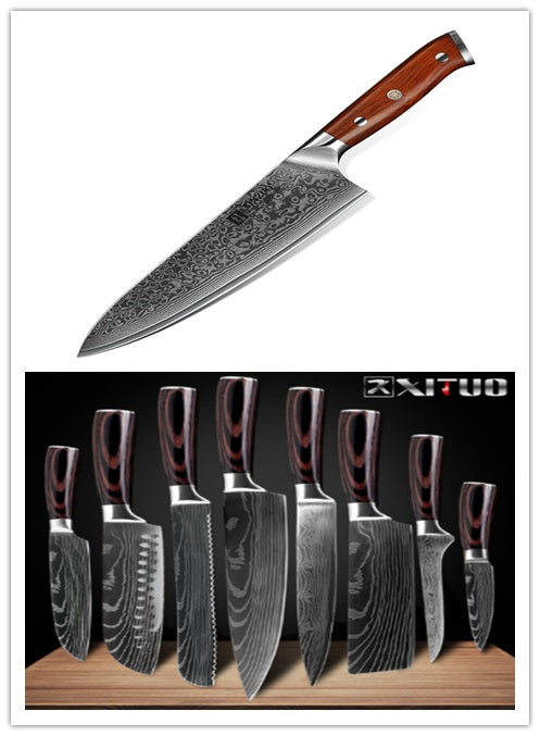 Kitched set (totally 7 sets)  Acacia chopping board and knife