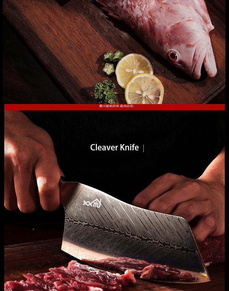 Damascus Kitchen Knife Slicing And Cutting Meat And Fruit Knife