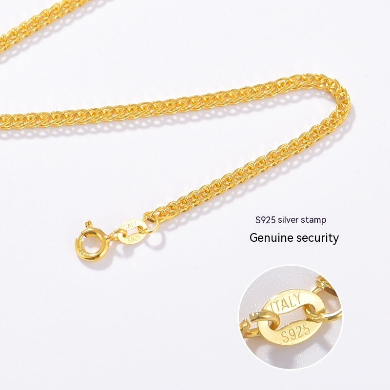 925 Sterling Silver Necklace For Women 18K Gold