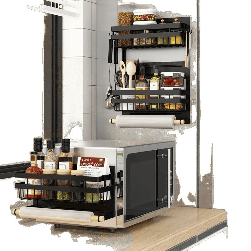 Refrigerator Shelf Side Storage Kitchen Magnetic Plastic Wrap Tissue Seasoning Side Multi-functional Punch Free Rack