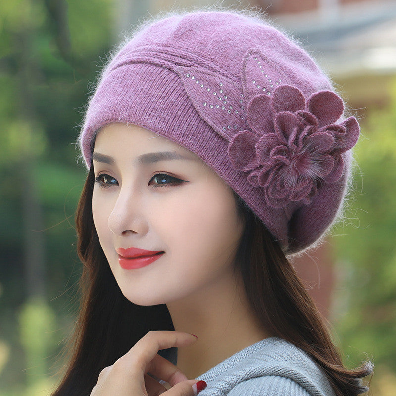 Ladies Plus Fleece Warm Earmuff Beret Hat