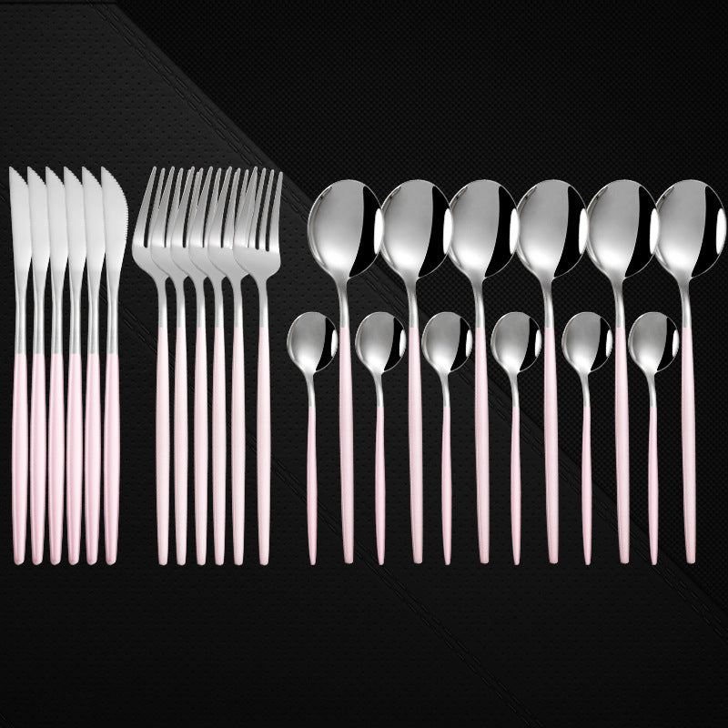 Stainless Steel 24 Pieces Set Spoon And Fork Western Cutlery