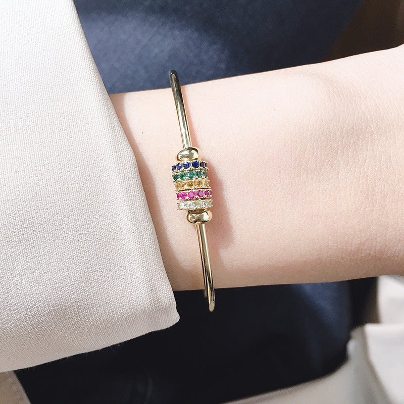 Fashion Colorful Crystal Diamond Transfer Steel Ball Bracelet