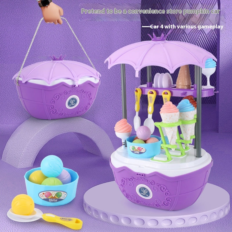 Children Play House Trolley Ice Cream Candy Car Dresser Doctor Toy Kitchen Suit