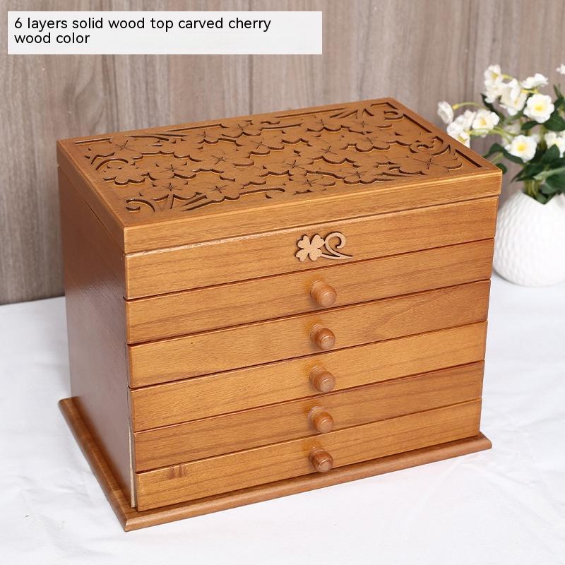 Vintage Drawer Style Large Capacity Lockable Jewelry Storage Box