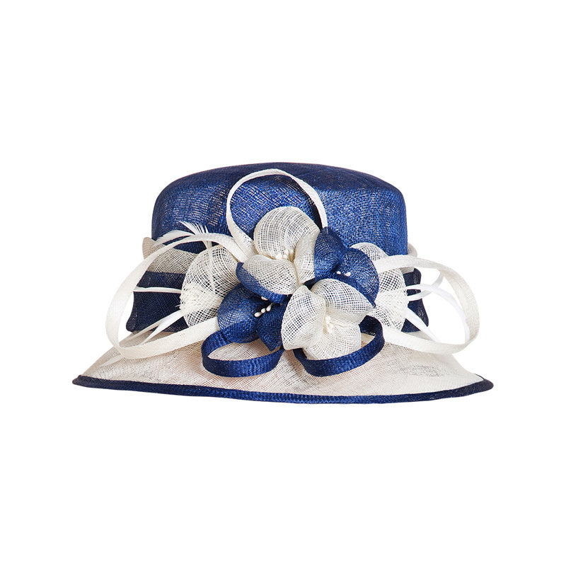 Fashionable Women's Elegant Flower Hemp Yarn Top Hat