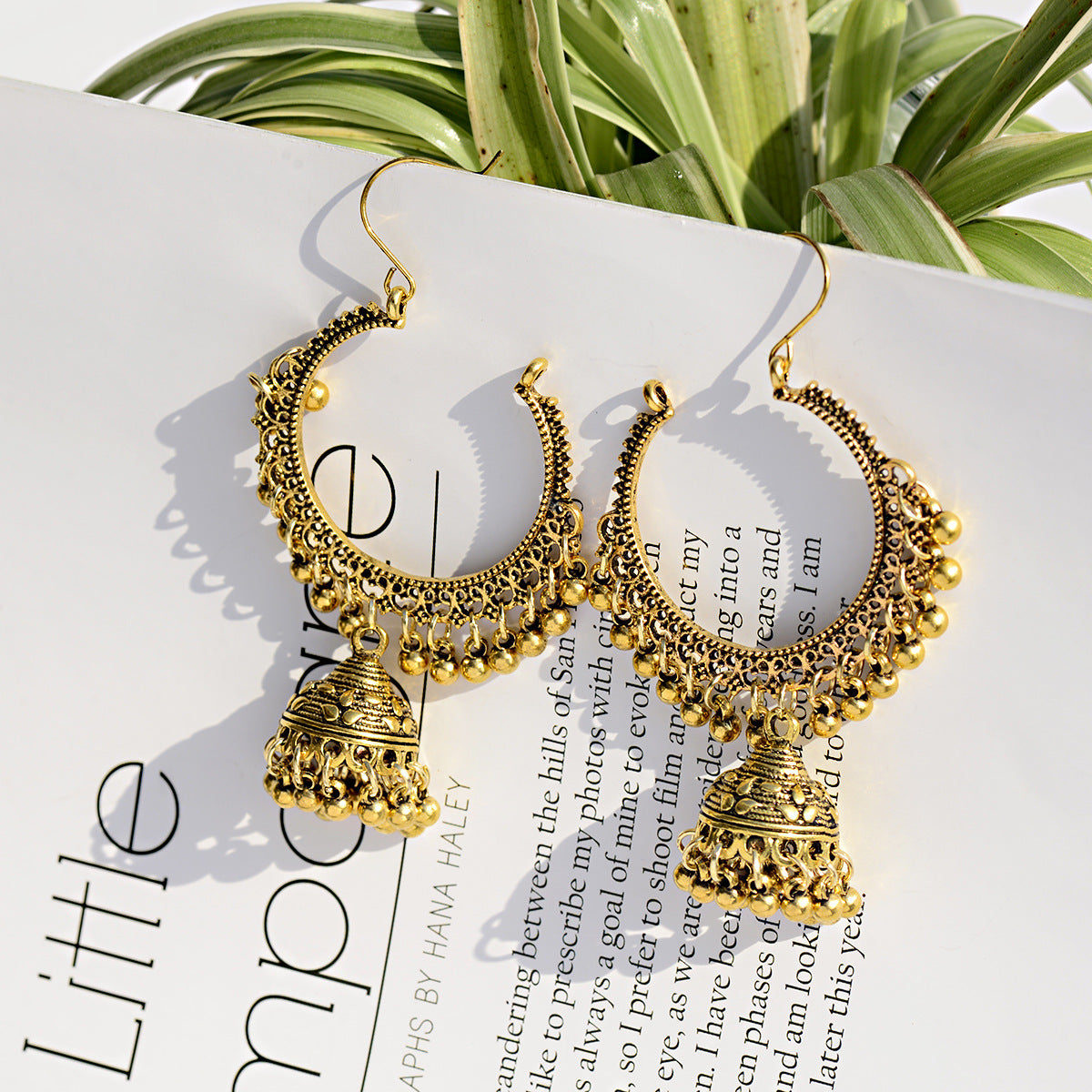 Fan-shaped Retro Ethnic Style Earrings Tassel Hollow