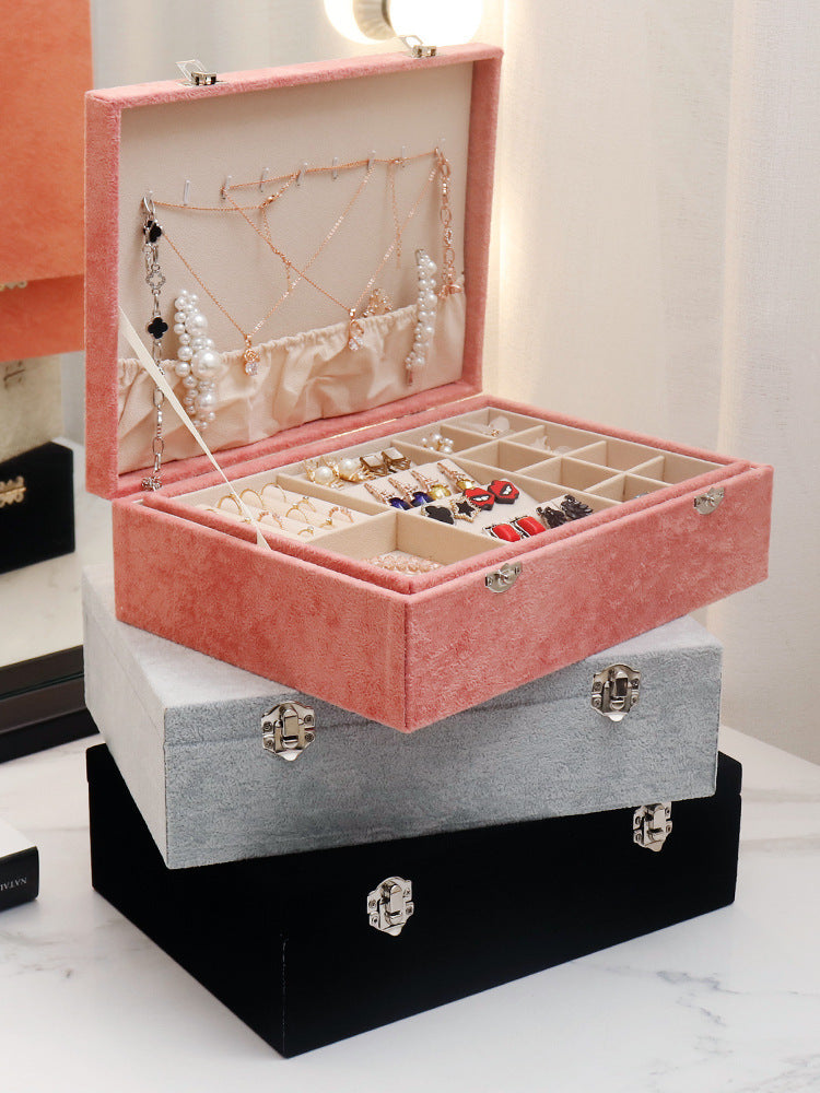 Boîte de rangement à bijoux en cuir haut de gamme de style européen