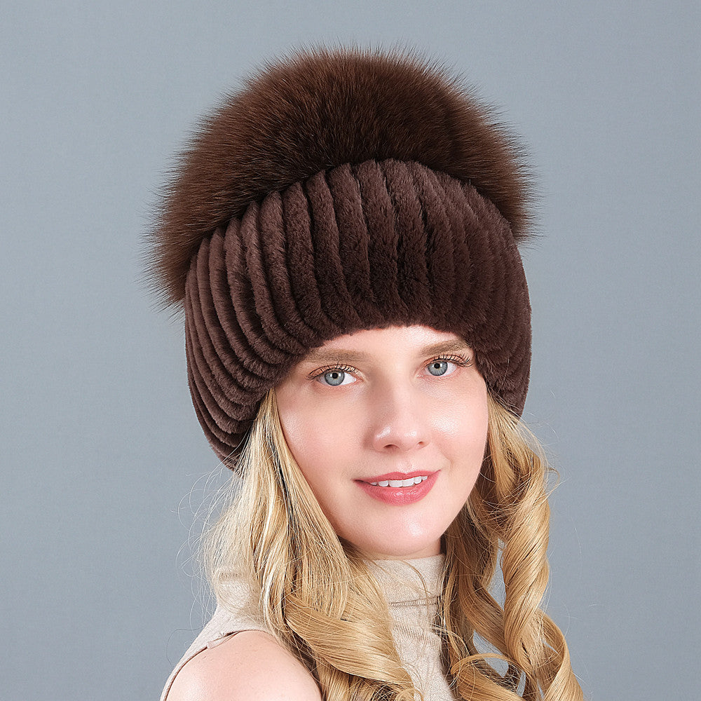 Korean Style Knitted Earmuffs Straw Hat Women
