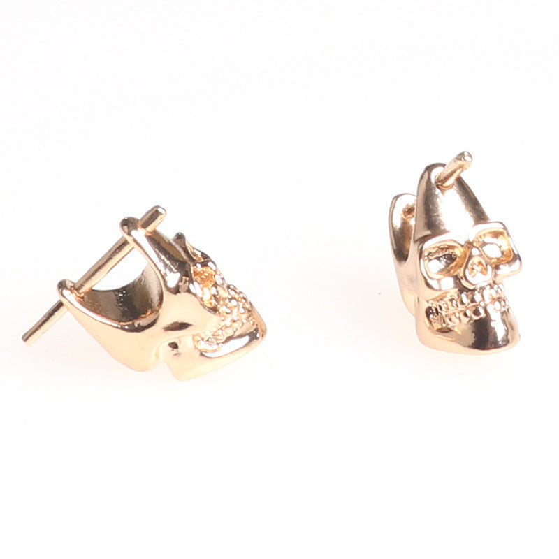 Skull Head European And American Hip Hop Rock Tide Dumbbell Stud Earrings