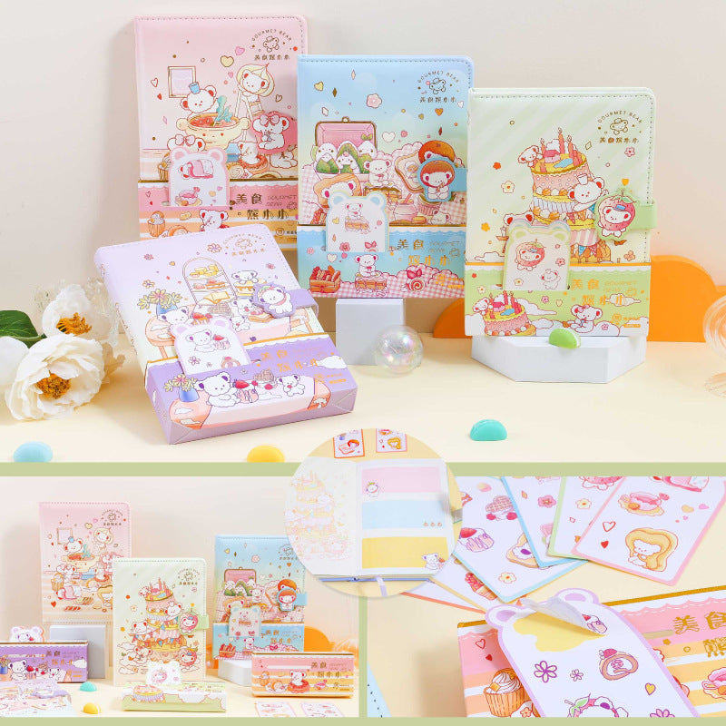 Coloring  Magnetic Buckle Leather Book Gourmet Bear Small