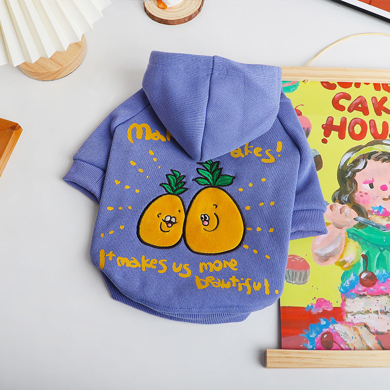 Winter Cartoon Printed Plush Pet Hoodie