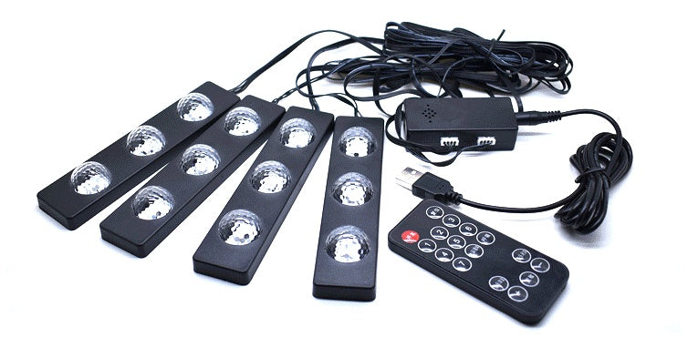 Car interior modification colorful sound control led decorative atmosphere lamp