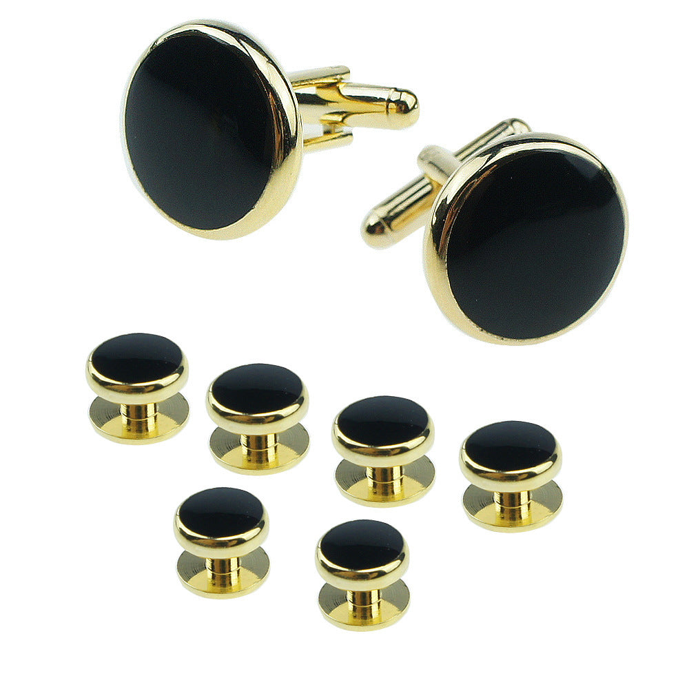 Boutons de manchette homme chemise française ronde goutte coque boutons de manchette combo 8 pièces