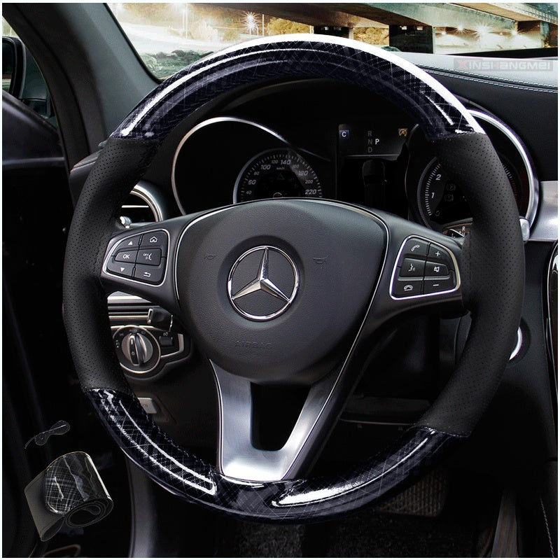 Hand-stitched Steering Wheel Cover, Square Grid, Wear-resistant And Breathable
