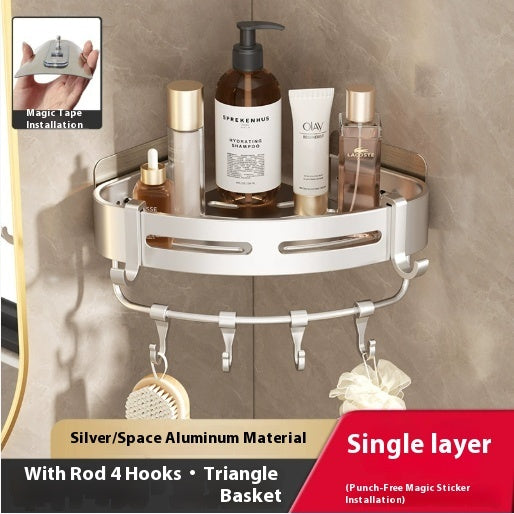 Gun Gray Bathroom Rack Triangle Wall-mounted Punch-free Storage