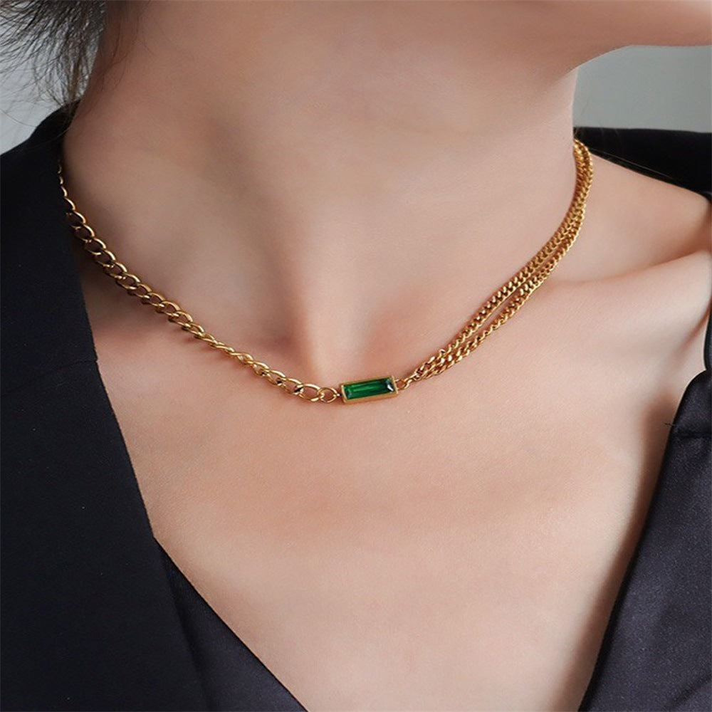 Quartz Watch Versatile Chain Emerald Necklace EarringsBracelet