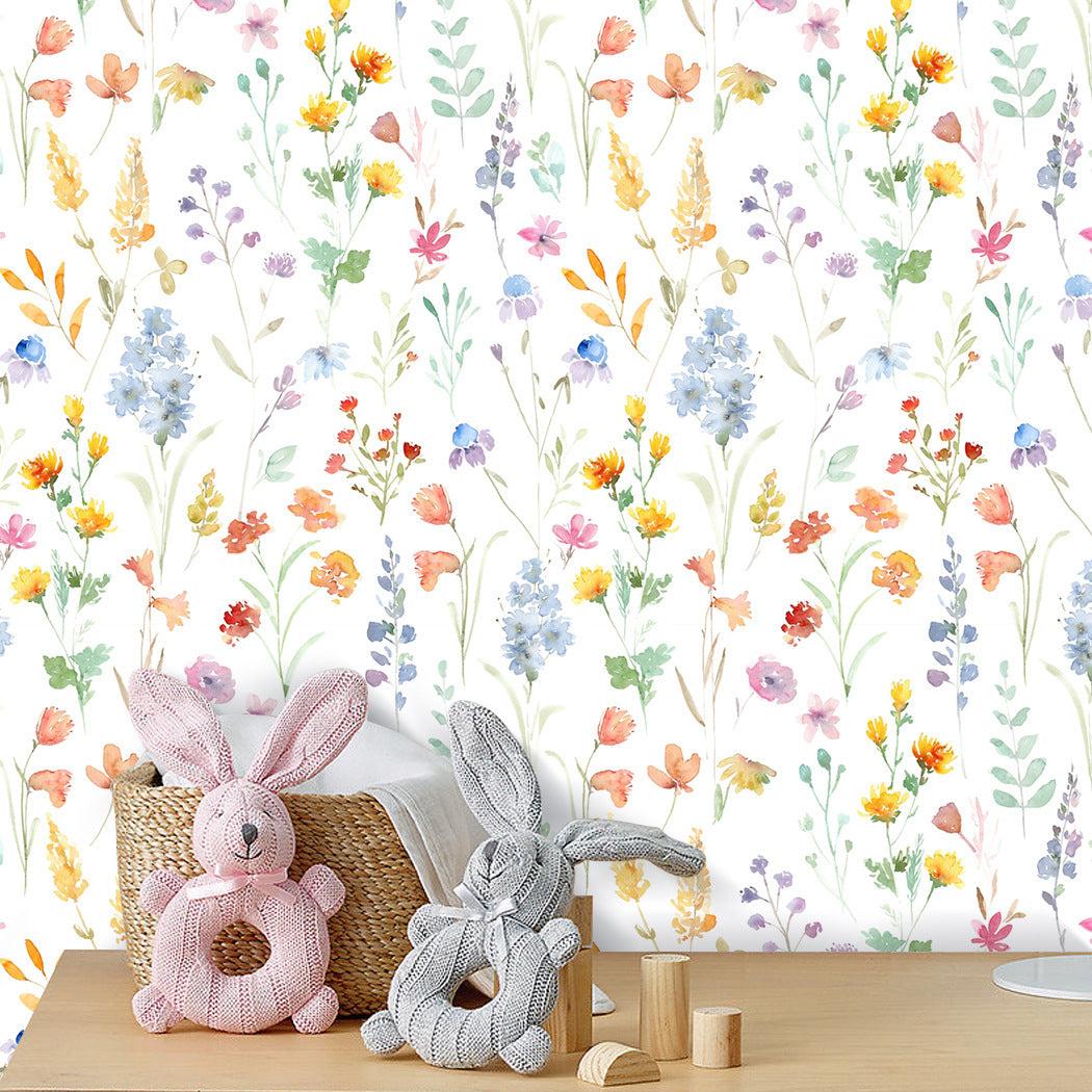 Children's Watercolor Wild Flower Decorative Wallpaper