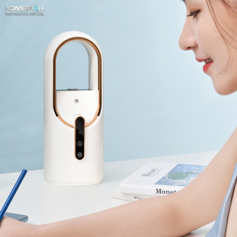 HOMEFISH F6 Small Fan Desktop Spray Desktop Mini Humidification Refrigeration Portable USB Charging Household Leafless Fan