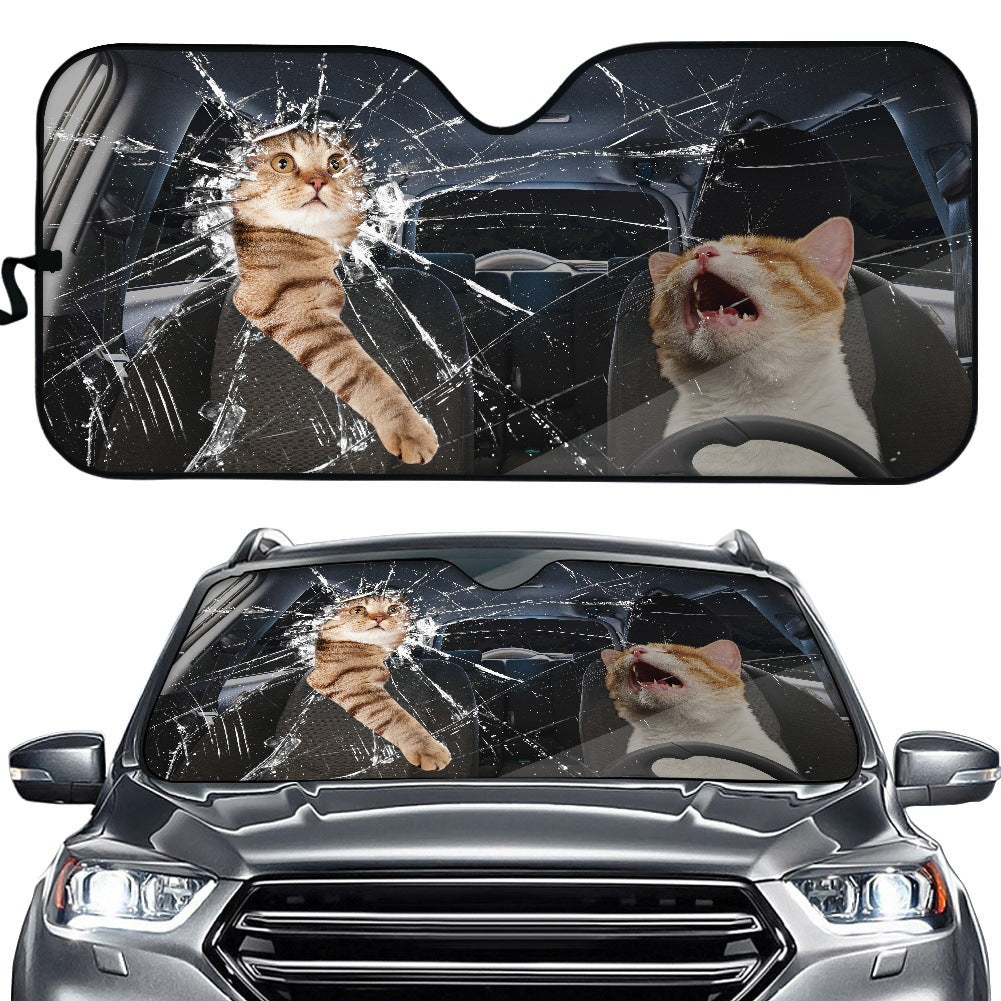 Creative Cute Pet Printing Car Sunscreen And Heat Insulation