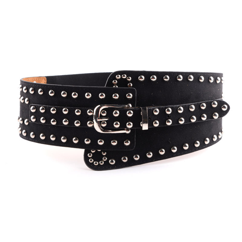 Ceinture de mode personnalisée Rivet Punk pour femme avec ceinture large élastique