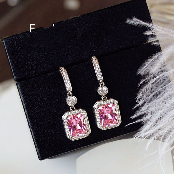 Crystal Earrings Earrings Gemstone Square Rhinestones Zircon