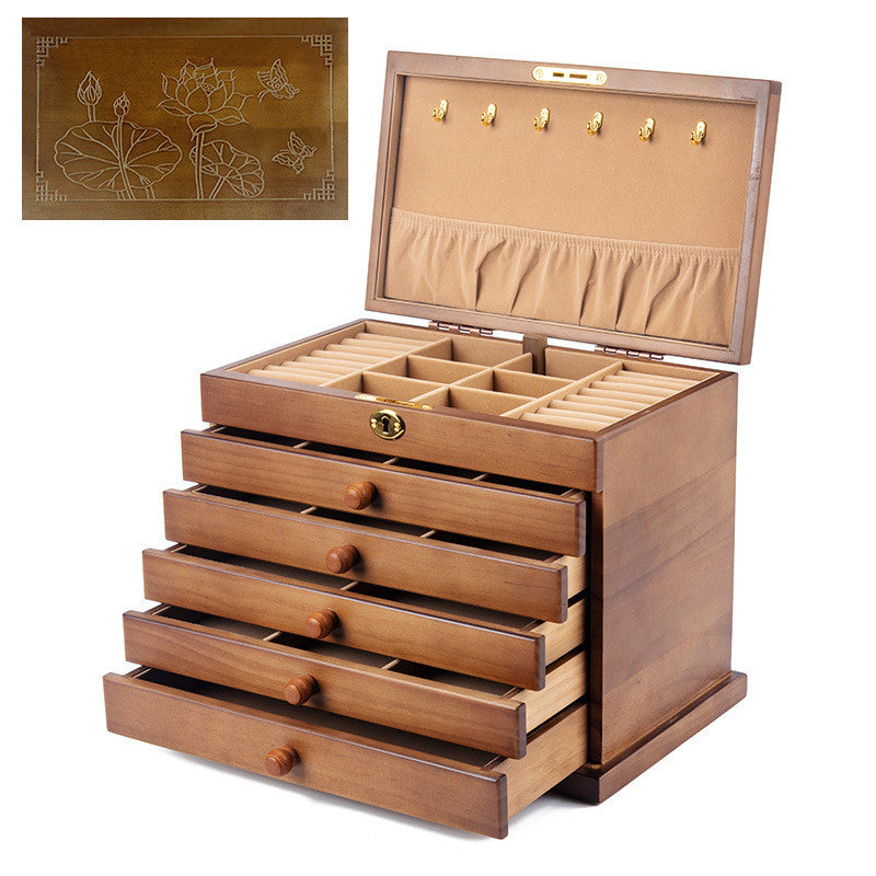 Antique Household Multi-layer Retro Solid Wood Jewelry Storage Box